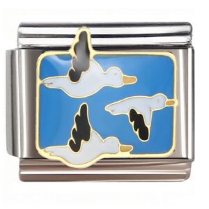 Flying Ducks Trio Italian Charms Bracelet