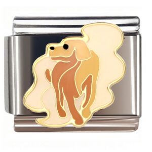 Golden Tan Dog Silhouette Italian Charms Bracelet