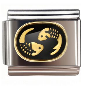 Golden Pisces Fish Design Italian Charms Bracelet