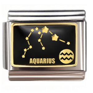 Aquarius Constellation Gold Design Italian Charms Bracelet