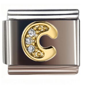 C Diamond Gold Letter Italian Charms Bracelet