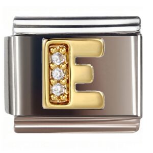 E Diamond Letter Italian Charms Bracelet