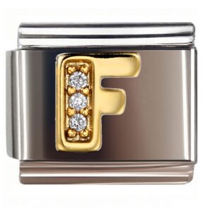 F Diamond Accent Letter Italian Charms Bracelet