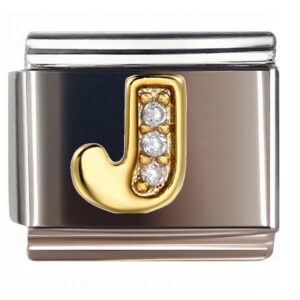 J Diamond Accent Letter Italian Charms Bracelet