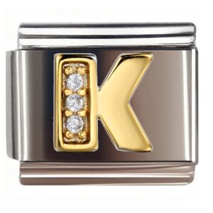 K Diamond Letter Italian Charms Bracelet