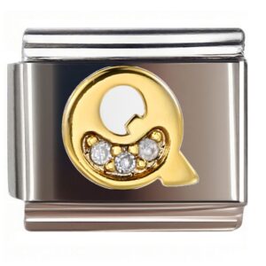 Q Diamond Cluster Italian Charms Bracelet