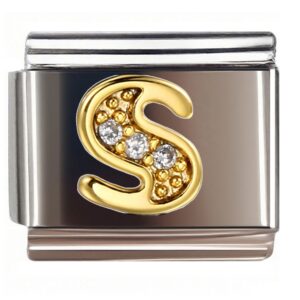 Diamond S Letter Italian Charms Bracelet