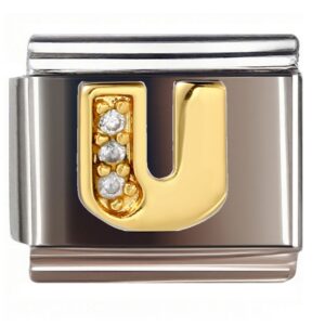 U Diamond Letter Italian Charms Bracelet