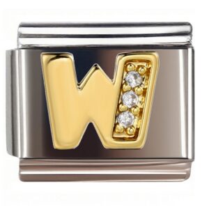 Gold W with Diamond Accents Italian Charms Bracelet