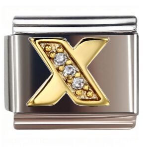X Diamond Accent Letter Italian Charms Bracelet