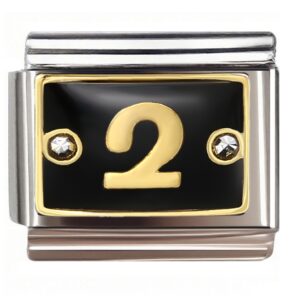 Gold Number 2 Decorative Badge Italian Charms Bracelet