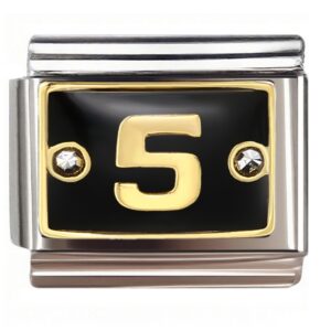 Golden 5 with Diamond Accents Italian Charms Bracelet