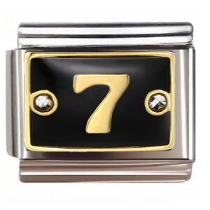 Gold Number 7 with Diamonds Italian Charms Bracelet