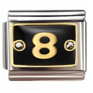 Golden 8 with Diamond Accents Italian Charms Bracelet