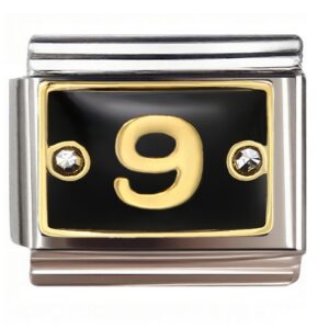 Golden 9 with Diamond Accents Italian Charms Bracelet