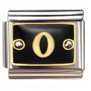 Golden O with Diamond Accents Italian Charms Bracelet