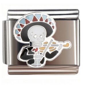 Mariachi Skeleton Violinist Italian Charms Bracelet
