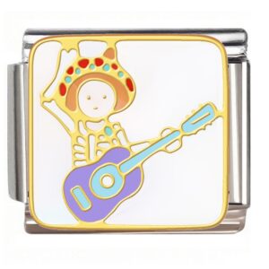 Mariachi Skeleton Guitarist Italian Charms Bracelet