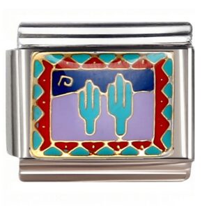 Mexican Cactus Folk Art Italian Charms Bracelet