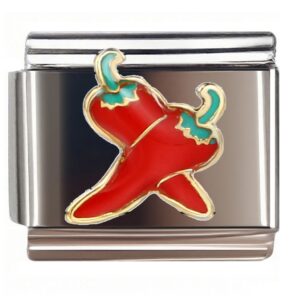 Mexican Red Chili Duo Italian Charms Bracelet