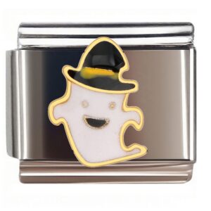 Friendly Ghost with Black Hat Italian Charms Bracelet