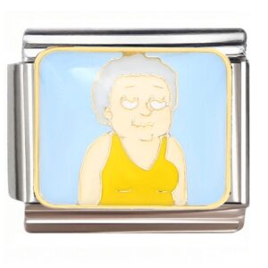 Heart - Eyed Cartoon Woman in Yellow Tank Top Italian Charms Bracelet