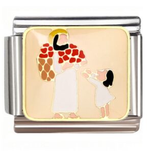 Adult Giving Heart Gift to Girl Italian Charms Bracelet