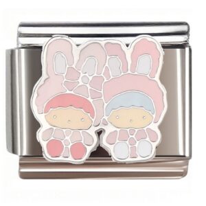 Pastel Bunny Twins Italian Charms Bracelet