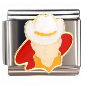 Cartoon Cowboy with White Hat Italian Charms Bracelet