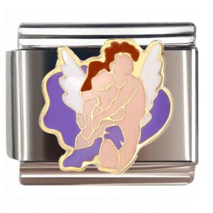 Angelic Couple Embrace Italian Charms Bracelet
