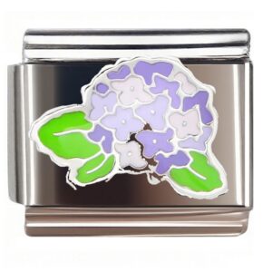 Purple Hydrangea Bloom Italian Charms Bracelet