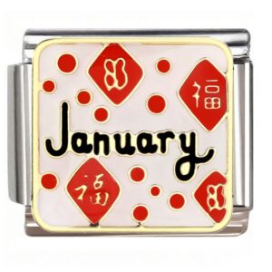 January Fortune Diamond Design Italian Charms Bracelet