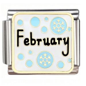 February Snowflake Design Italian Charms Bracelet