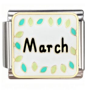 March Leaf Wreath Italian Charms Bracelet