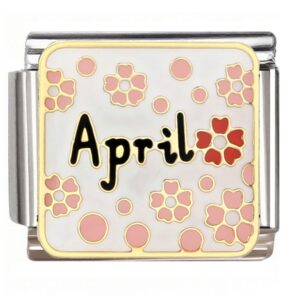 April Floral Design Italian Charms Bracelet