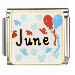 June Balloon Heart Design Italian Charms Bracelet