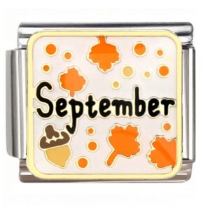 September Autumn Leaves & Acorn Italian Charms Bracelet