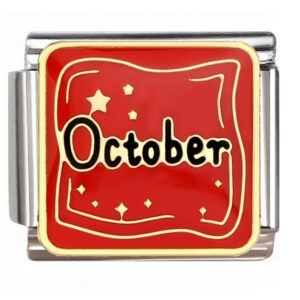 October Golden Stars Design Italian Charms Bracelet