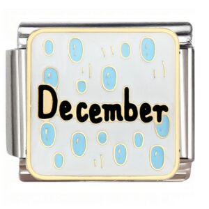 December Blue Ovals Italian Charms Bracelet
