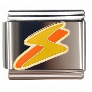 Yellow Lightning Bolt with Orange Accents Italian Charms Bracelet