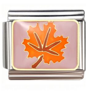 Autumn Orange Maple Leaf Italian Charms Bracelet