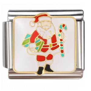 Santa Gift & Candy Cane Italian Charms Bracelet