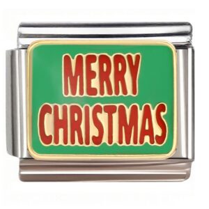 Merry Christmas Red Text Italian Charms Bracelet