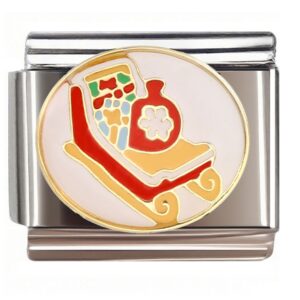 Christmas Sleigh with Gift & Bottle Italian Charms Bracelet