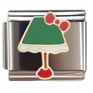Green Christmas Skirt with Red Bow Italian Charms Bracelet