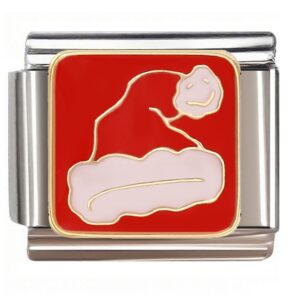 Santa Hat with Smiley Face Italian Charms Bracelet