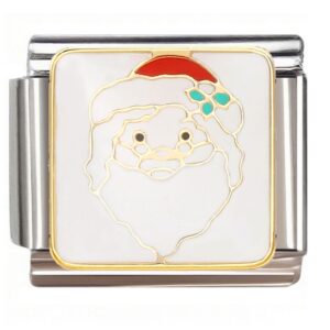Golden Outlined Santa with Red Hat Italian Charms Bracelet