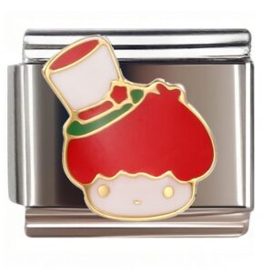 Red-Haired Christmas Top Hat Character Italian Charms Bracelet