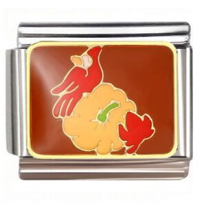 Red Turkey & Yellow Pumpkin Italian Charms Bracelet