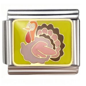 Cartoon Turkey with Heart Eyes Italian Charms Bracelet
